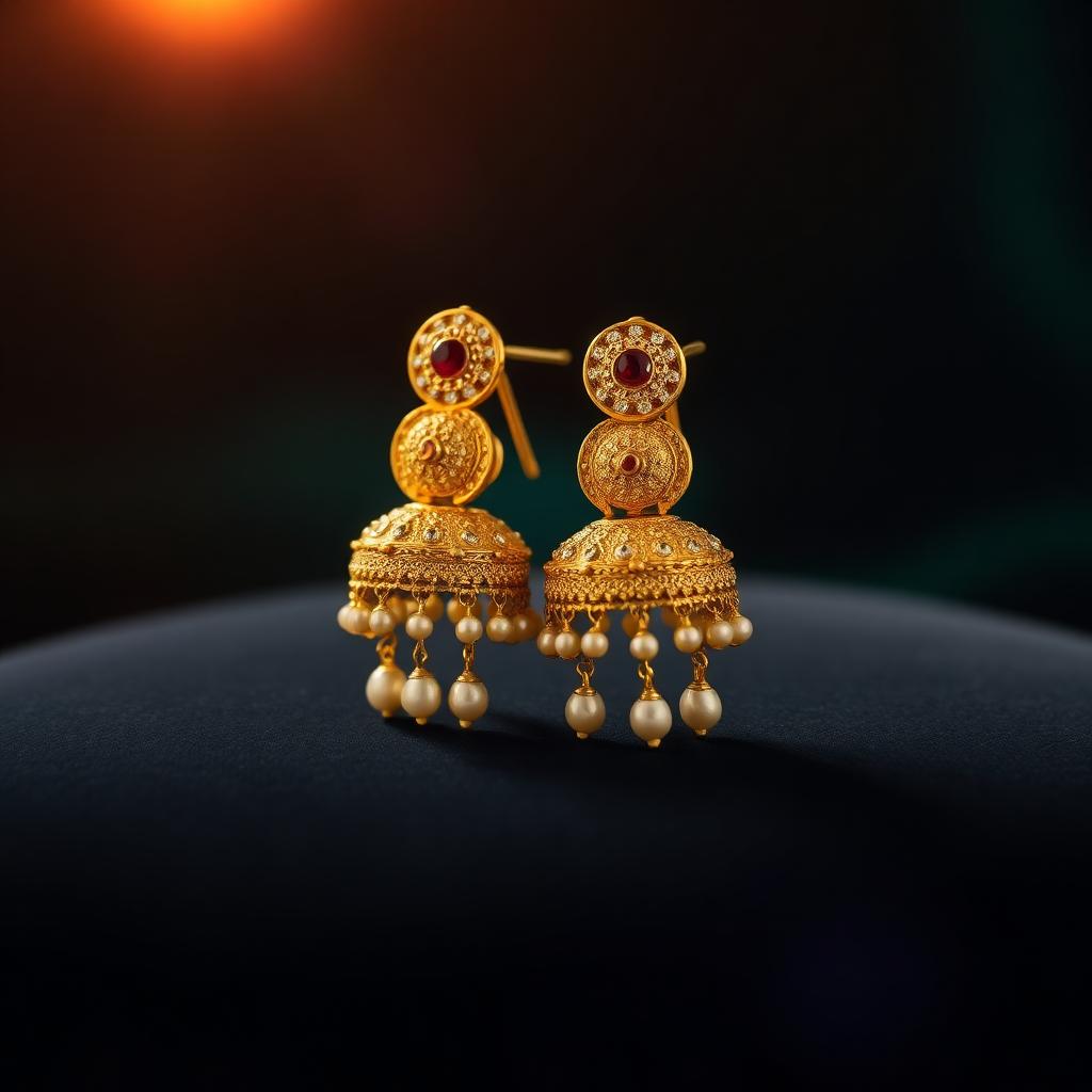 Gold and diamond earrings collection at Al Jannat Jewellers, Abbottabad