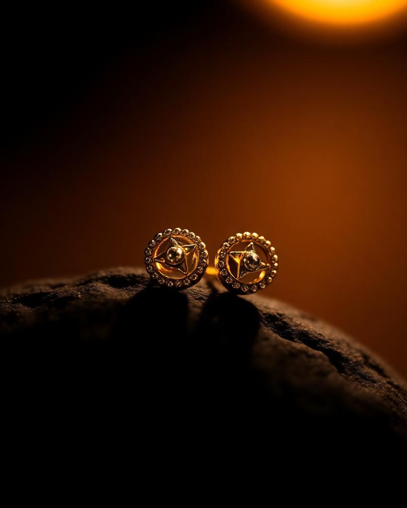 Gold ear tops collection at Al Jannat Jewellers, Abbottabad