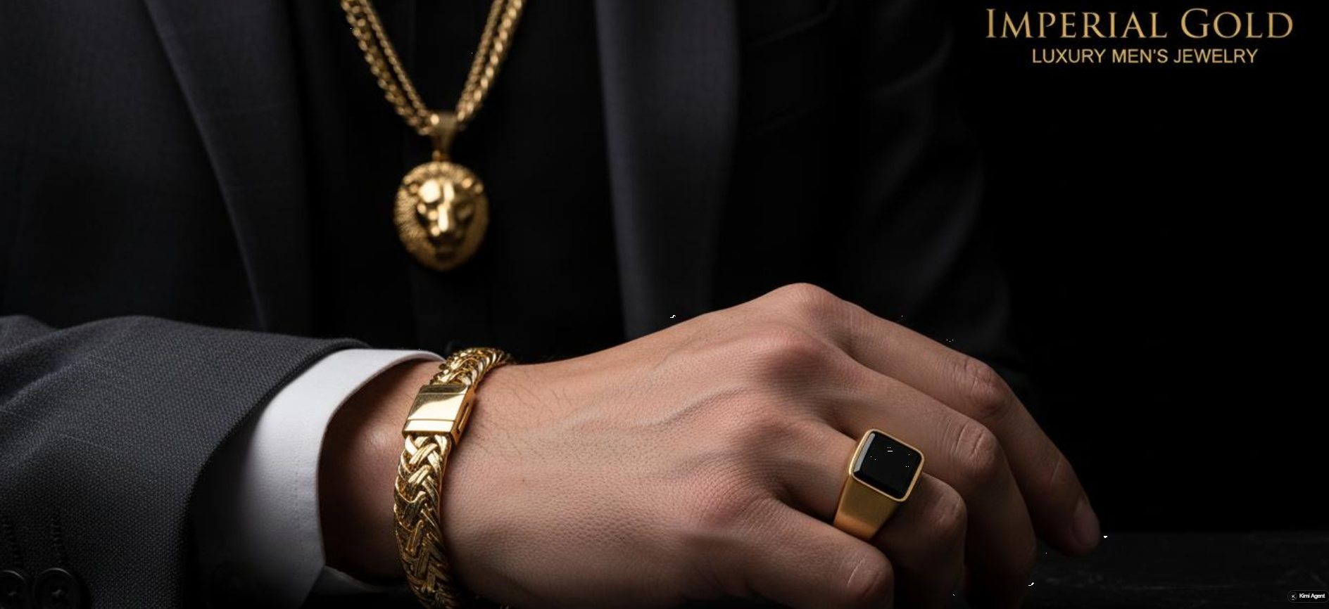 Luxury men's gold jewelry — chain, bracelet and signet ring